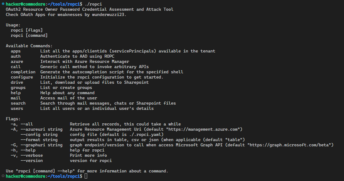 ropci tool - Microsoft Azure AAD OAuth2 Assessment Tool