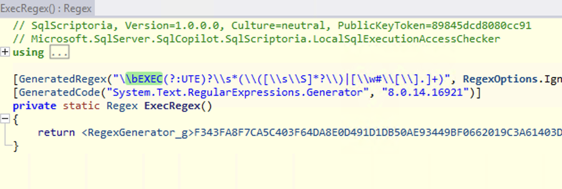 Exec Regular Expression Block Attempt